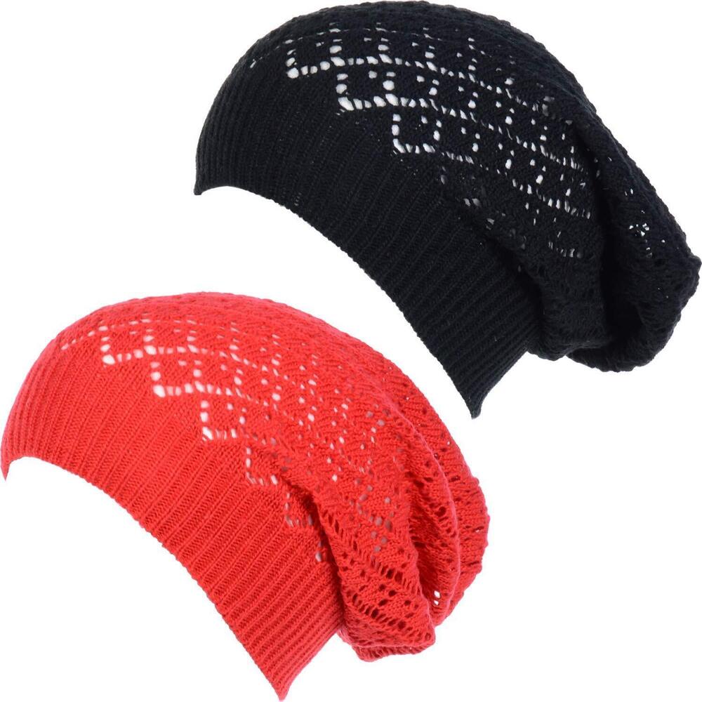 2844 BYOS Airy Cutout Cable Lightweight Slouchy Crochet Knit Beanie Hat